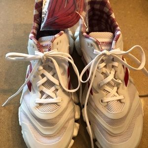 Red and white Adidas, worn once as they were too big.